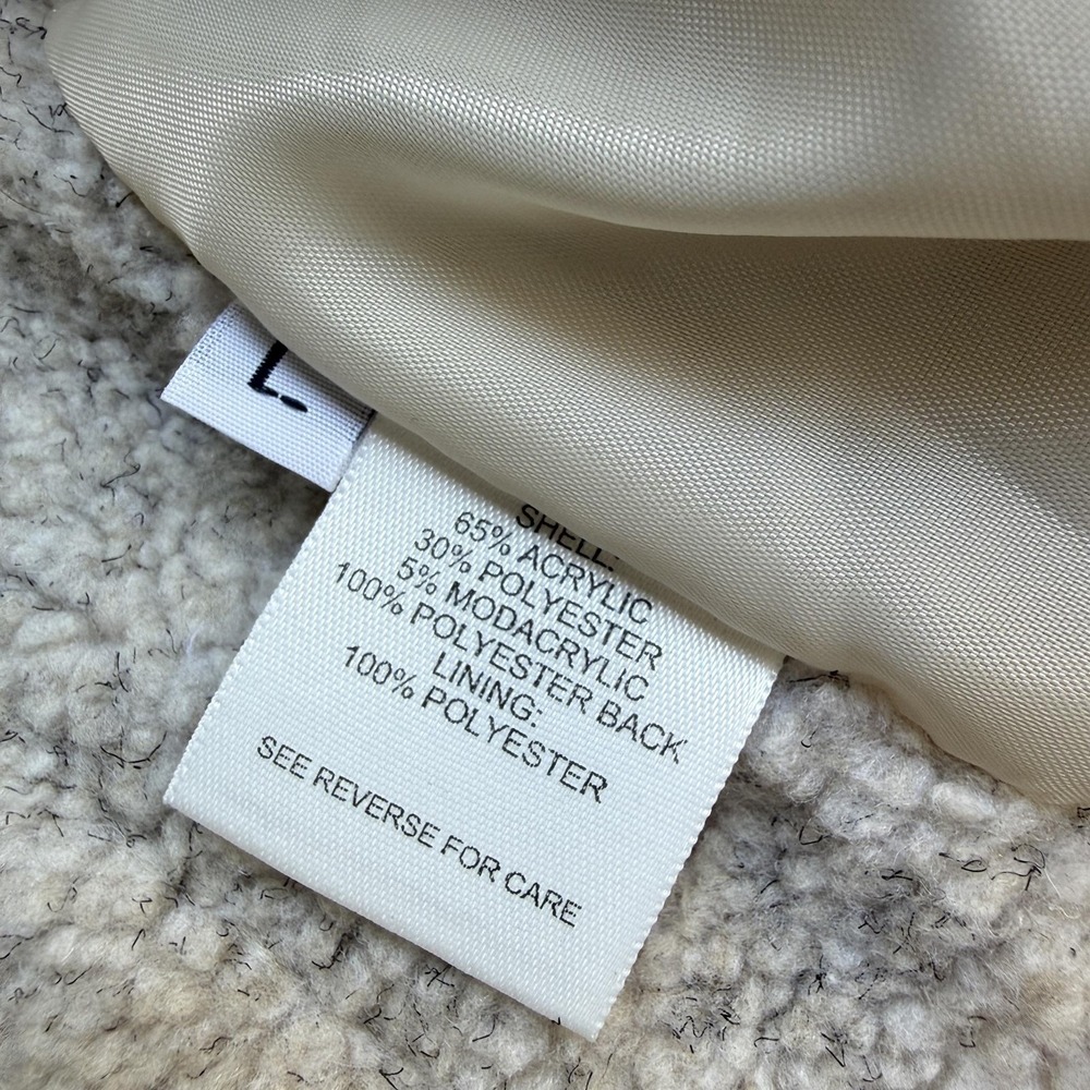 Mackintosh Coat Womens Large Cream Fleece Lined Hooded Button Parka Pockets USA - Picture 6 of 9
